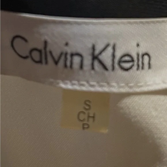 Calvin Klein Tunic Blouse Vintage Y2K Cream & Black Long Sleeve Women's Size SP - Picture 11 of 12